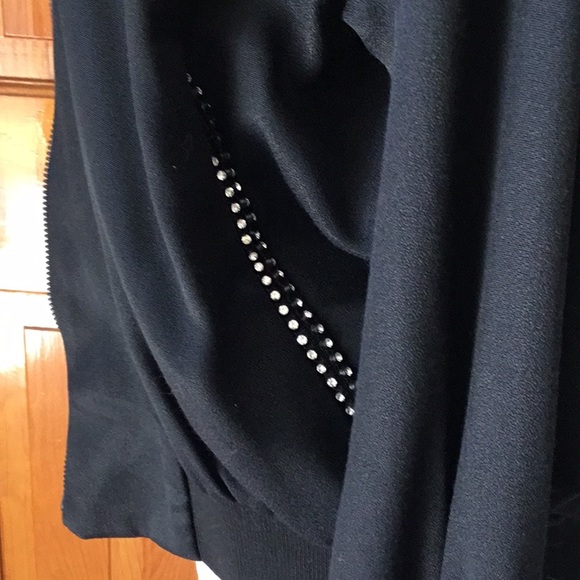 Ladies Black and Rhinestone trimmed Jacket Size 8.  Made in USA.  Zippered front - Picture 11 of 16